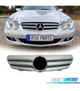GRELHA FRONTAL MERCEDES CLK W209 02- PRATA CROMADO LOOK SPORT