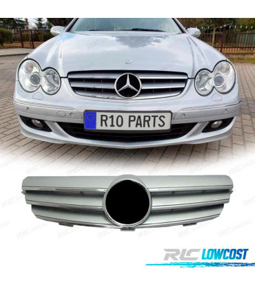 GRELHA FRONTAL MERCEDES CLK W209 02- PRATA CROMADO LOOK SPORT