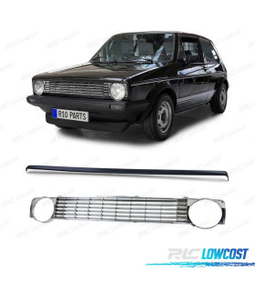 GRELHA FRONTAL VOLKSWAGEN VW GOLF 1 CABRIO CADDY 74-92 CROMADO + FRISO PRETO