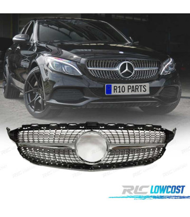 GRELHA DIANTEIRA PARA MERCEDES W205 AMG 14-18 LOOK DIAMOND SILVER