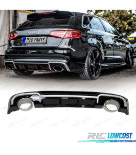 DIFUSOR TRASEIRO AUDI A3 SPORTBACK 16- LOOK RS3 + PONTEIRA DE ESCAPE
