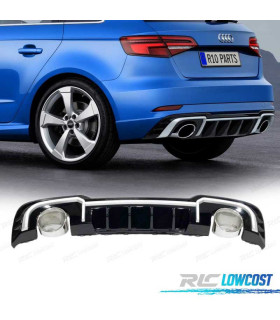 DIFUSOR AUDI A3 8V SPORTBACK S LINE 16-20 LOOK RS3 + PONTEIRA DE ESCAPE