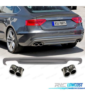 DIFUSOR TRASEIRO AUDI A5 SPORTBACK 12-15 LOOK S LINE + PONTEIRAS DE ESCAPE