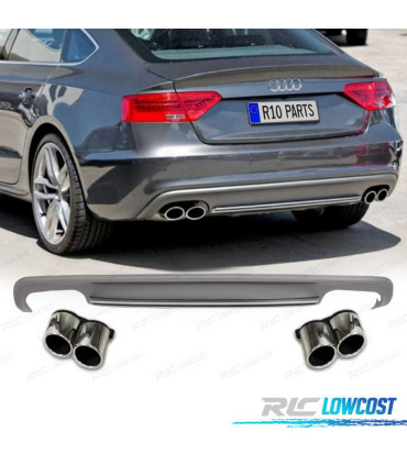 DIFUSOR TRASEIRO AUDI A5 SPORTBACK 12-15 LOOK S LINE + PONTEIRAS DE ESCAPE