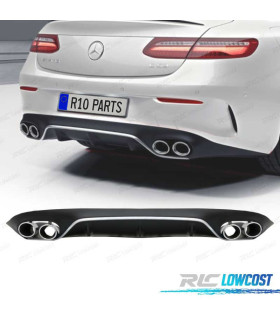 DIFUSOR MERCEDES CLASE E C238 17-19 LOOK AMG E53 PRATEADO + PONTEIRAS DE ESCAPE