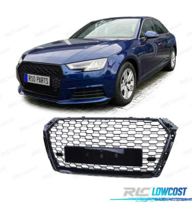 GRELHA FRONTAL AUDI A4 B9 15-19 LOOK RS4 PRETO BRILHANTE PDC