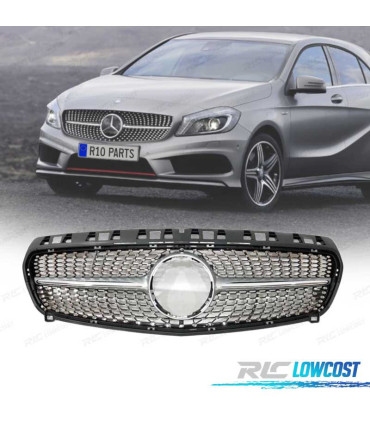 GRELHA FRONTAL MERCEDES CLASE A W176 12-15 CROMADO LOOK DIAMOND
