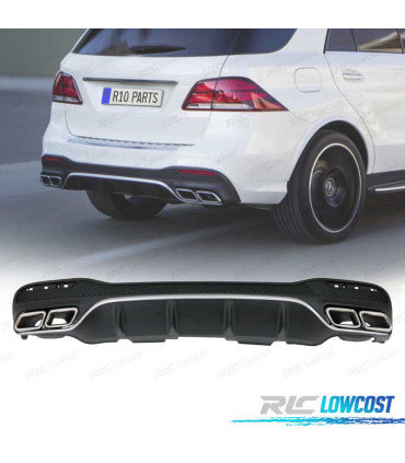 DIFUSOR TRASEIRO MERCEDES W166 GLE 350 AMG LOOK GLE63 + PONTEIRAS DE ESCAPE