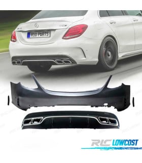 PARA-CHOQUES TRASEIRO MERCEDES W205 LOOK C63 14-18 PONTEIRAS DE ESCAPE