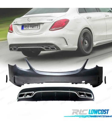 PARA-CHOQUES TRASEIRO MERCEDES W205 LOOK C63 14-18 PONTEIRAS DE ESCAPE