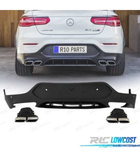 DIFUSOR TRASEIRO MERCEDES CLASE GLC X253 COUPÉ 15-18 + PONTEIRAS DE ESCAPE
