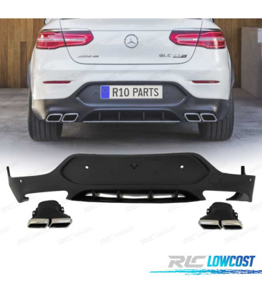 DIFUSOR TRASEIRO MERCEDES CLASE GLC X253 COUPÉ 15-18 + PONTEIRAS DE ESCAPE