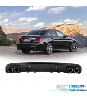 DIFUSOR TRASEIRO MERCEDES CLASE C W205 SEDAN 14-20 AMG PDC + PONTEIRAS ESCAPE CROMO