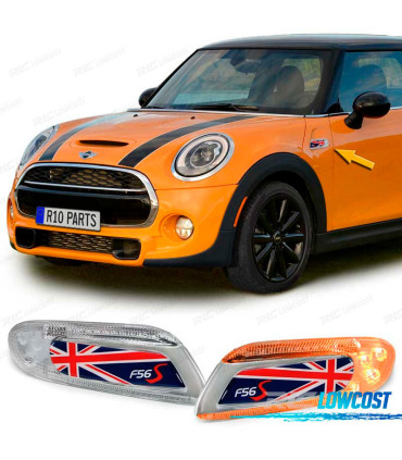 PISCAS LATERAIS PARA MINI COOPER F55 F56 F57 LED UK FLAG VERMELHA AZUL