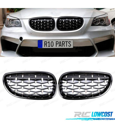 GRELHAS FRONTAIS BMW E60 E61 03-10 DIAMANTE PRETO BLACK DIAMOND