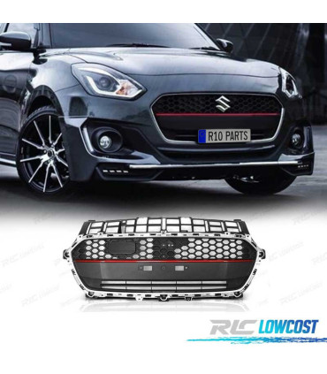 GRELHA FRONTAL SUZUKI SWIFT VI 17-20 PRETO CROMADO LINHA VERMELHA