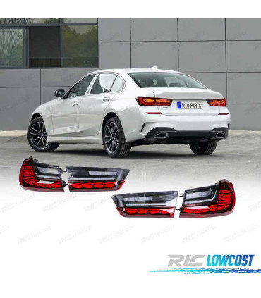 FAROLINS PARA BMW SERIE 3 G20 19-22 LIGHT BAR OLED DINAMICOS VERMELHO