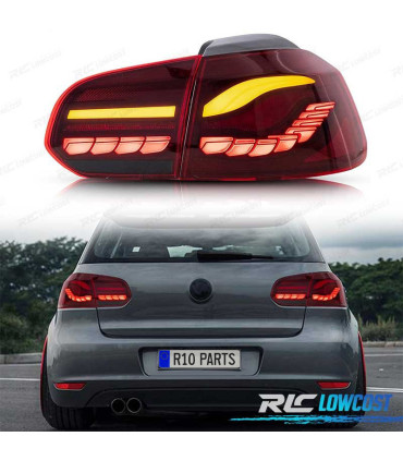 FAROLINS FULL LED VOLKSWAGEN VW GOLF 6 LIGHT BAR OLED DINAMICOS VERMELHO ESCURO