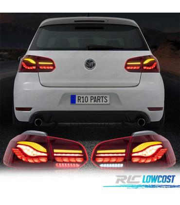 FAROLINS FULL LED VOLKSWAGEN VW GOLF 6 LIGHT BAR OLED DINAMICOS VERMELHO ESCURO