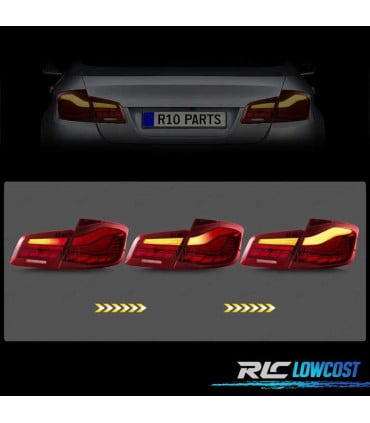 FAROLINS BMW F10 FULL LED DINAMICOS VERMELHO LIGHT BAR OLED