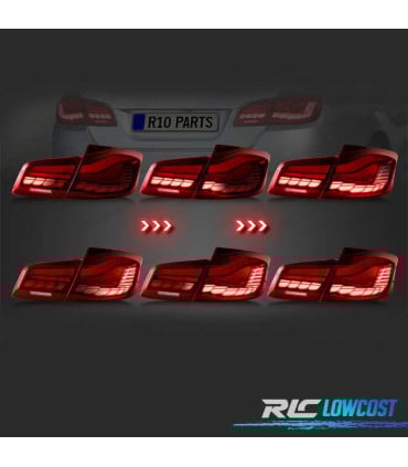 FAROLINS BMW F10 FULL LED DINAMICOS VERMELHO LIGHT BAR OLED