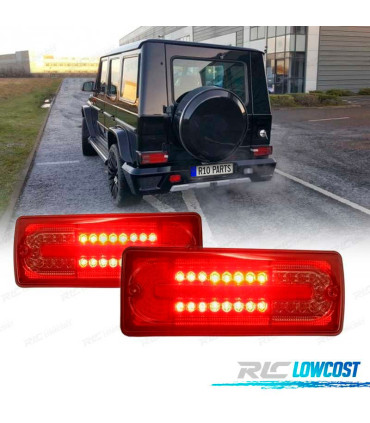 FAROLINS TRASEIROS MERCEDES CLASE G W463 89-13 FULL LED VERMELHO FUMADO LOOK AMG G55