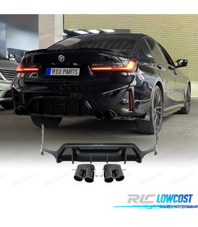 DIFUSOR BMW G20 G21 LCI 23-25 LOOK M PERFORMANCE PRETO BRILHANTE + PONTEIRAS DE ESCAPE
