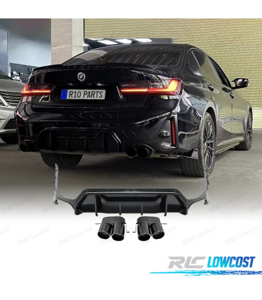 DIFUSOR BMW G20 G21 LCI 23-25 LOOK M PERFORMANCE PRETO BRILHANTE + PONTEIRAS DE ESCAPE