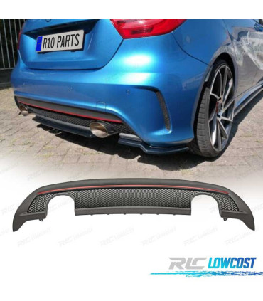 DIFUSOR TRASEIRO MERCEDES CLASE A W176 12-18 DUPLA SAIDA LOOK AMG