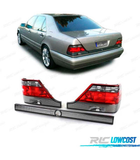 FAROLINS TRASEIROS MERCEDES S W140 94-98 VERMELHO ESCURECIDO