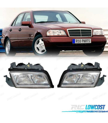 FARÓIS PARA MERCEDES CLASSE C W202 96-00 FUNDO CROMADO