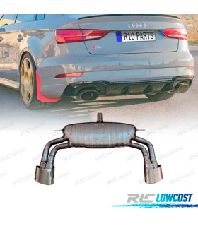 PANELA DE ESCAPE AUDI A3 S LINE SEDAN 17-20 LOOK RS3 CROMADO