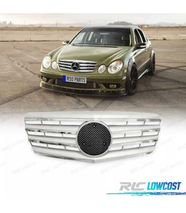 GRELHA FRONTAL TIPO AMG PARA MERCEDES E W211 06-09 CROMADA PRATA
