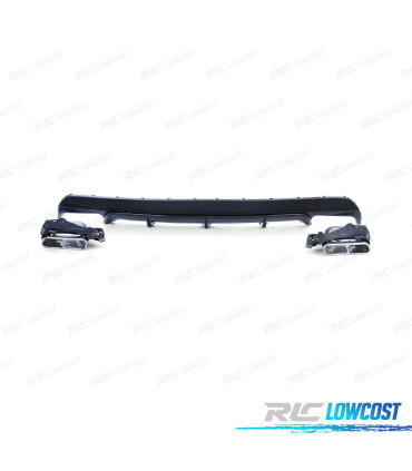 DIFUSOR MERCEDES CLA C117 13-16 LOOK AMG CLA45 PRETO + PONTEIRAS DE ESCAPE