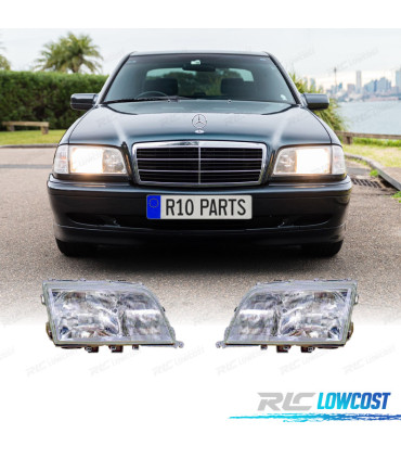 FARÓIS PARA MERCEDES CLASSE C W202 93-96 FUNDO CROMADO