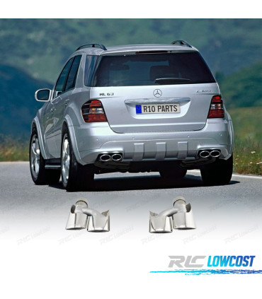 PONTEIRAS DE ESCAPE MERCEDES ML W164 08-11 LOOK AMG CROMADO