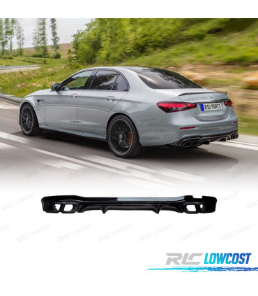 DIFUSOR MERCEDES CLASSE E W213 20-24 LOOK AMG PRETO BRILHANTE + PONTEIRAS DE ESCAPE