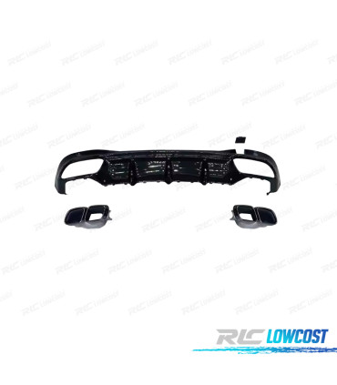 DIFUSOR MERCEDES CLASSE S W223 21-24 LOOK AMG S63 PRETO BRILHANTE + PONTEIRAS DE ESCAPE