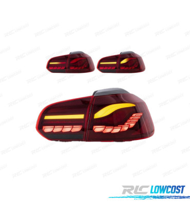 FAROLINS FULL LED VOLKSWAGEN VW GOLF 6 LIGHT BAR OLED DINAMICOS VERMELHO ESCURO