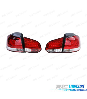 FAROLINS TRASEIROS LED PARA VOLKSWAGEN VW GOLF 6 08-12 VERMELHO BRANCO