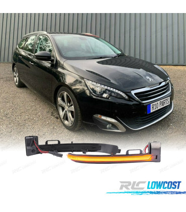 PISCAS ESPELHO PEUGEOT 308 13- LED DINÁMICOS FUMADOS