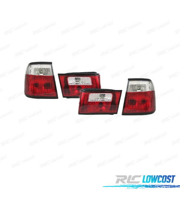 FAROLINS TRASEIROS PARA BMW SERIE 5 E34 88-95 VERMELHO CROMADO