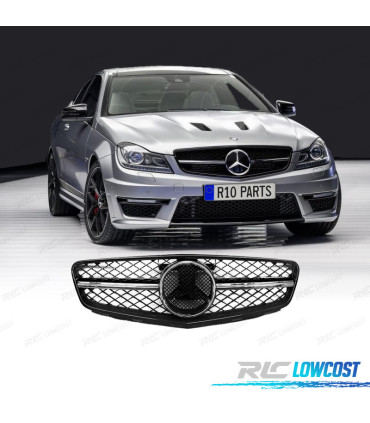 GRELHA FRONTAL PARA MERCEDES W204 07-14 LOOK AMG C63 PRETO CROMADO