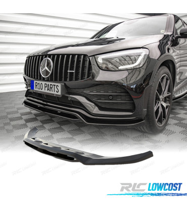 SPOILER FRONTAL LIP MERCEDES GLC X253 19-22 LOOK AMG PRETO BRILHANTE