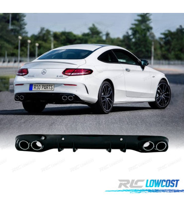 DIFUSOR MERCEDES CLASE C C205 COUPÉ 14-18 AMG PDC + PONTAS DE ESCAPE CROMADAS