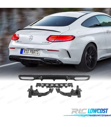 DIFUSOR MERCEDES C-CLASS C205 COUPE AMG 14-18 LOOK C63 MOLDURA PRETO BRILHANTE