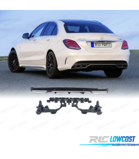 DIFUSOR MERCEDES C-CLASS W205 AMG 15-21 LOOK C63 MOLDURA PRATA
