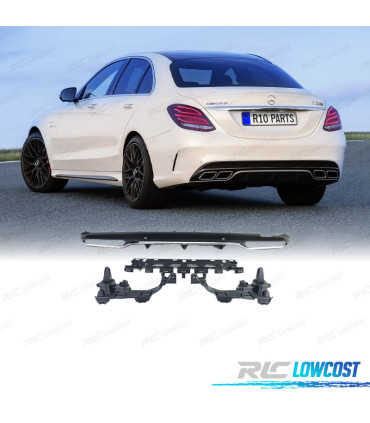 DIFUSOR MERCEDES C-CLASS W205 AMG 15-21 LOOK C63 MOLDURA PRATA