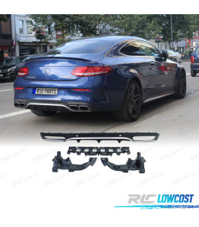 DIFUSOR MERCEDES C-CLASS W205 AMG 14-18 LOOK C63 MOLDURA PRATA
