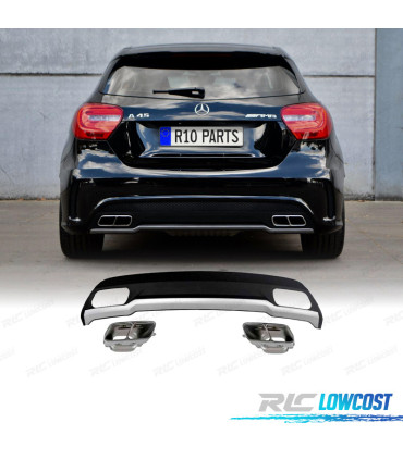 DIFUSOR TRASEIRO MERCEDES W176 LOOK AMG A45 12-18 PRETO